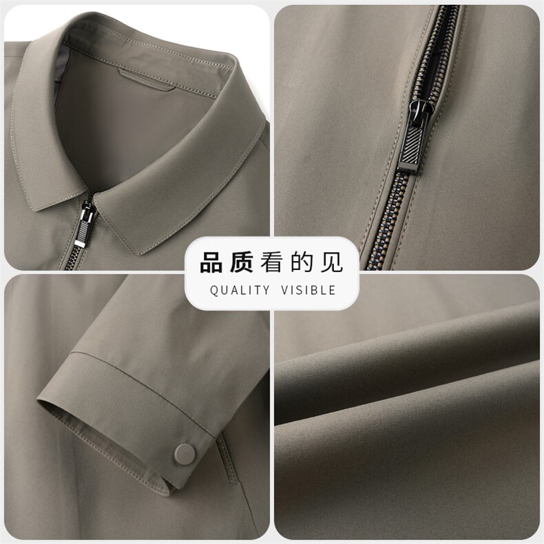 大货中老年夹克衫男士翻领行政夹克春秋商务休闲中年秋装茄克外套,男装夹克,钱塘723