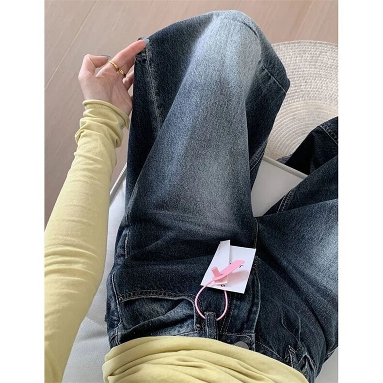 有货。阔腿牛仔裤新款嘻哈ins潮流拖地牛仔裤潮RK3386-P47图片