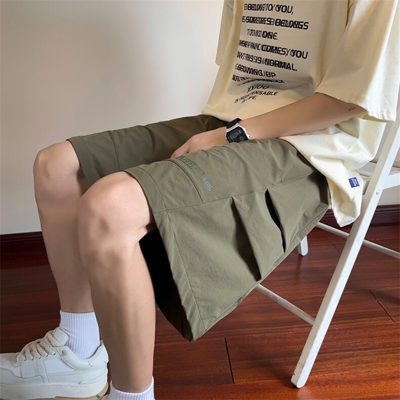 春夏新款速干印花打褶短裤宽松宽松 M~4XL XZ604-DK214-P35控48图片