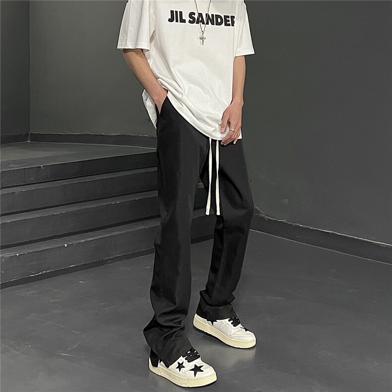 微弹四季款学院风中性风潮纯色直筒松紧腰抽绳休闲裤品质，男装休闲裤，星座510-5