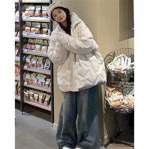 菱形格设计感小众潮牌保暖冬季新款棉服外套百搭立领面包服女图片
