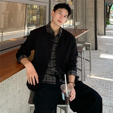 JY572-P68美式复古风假两件拼接衬衫领针织衫开衫外套，男装针织衫/毛衣，星座1501-3
