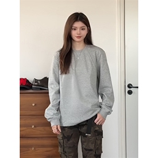 抖音得物品质26春装美式高街曼巴棉螺纹拼接卫衣圆领长袖T恤YT164，男装T恤，电商A486