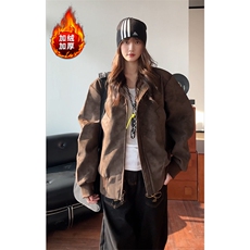 加绒皮衣扎染棉服美式复古夹克冬季短款休闲装5D1182-TP70不，男装夹克，电商A102