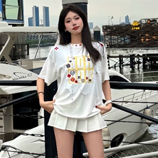 万针全刺绣工艺抖音得物高品质260克重磅纯棉双纱美式高街短袖T恤，男装T恤，电商A486
