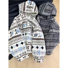 高品费尔岛羊羔毛连帽夹克加厚加绒防风摇粒绒外套男女A1243-P90，男装夹克，星座1505