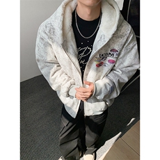 加绒加厚冬款男女连帽棉衣扎染迷彩印花保暖棉袄外套MY1036P155，男装棉衣，星座1013-1