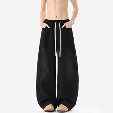 无影墙A2396P55控88-潮牌美式解构拼接水洗牛仔裤男宽松阔腿裤子，男装牛仔裤，电商B241