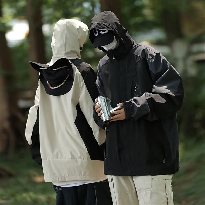 秋款男女连帽夹克情侣款拼色字母印花休闲外套JK888P75,男装夹克,星座1013-1