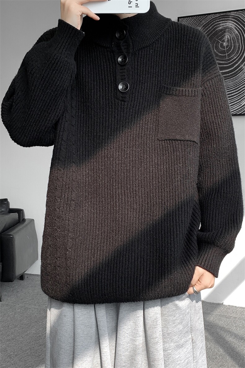 8XL-M特大码冬季立领毛衣纽扣高级设计感情侣?袖毛衫MY1208P65,男装针织衫/毛衣,电商D206-1