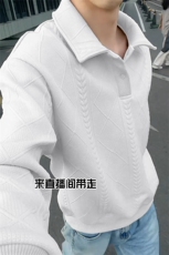 特批P38无差价秋新抖音大码宽松肌理感polo衫卫衣外套男W5022，男装卫衣，电商A001-1