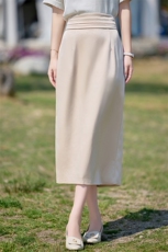 现货BAO2025夏时尚气质优雅百搭遮肉设计感高腰中长款半身裙，女装半身裙，火爆靓佳人