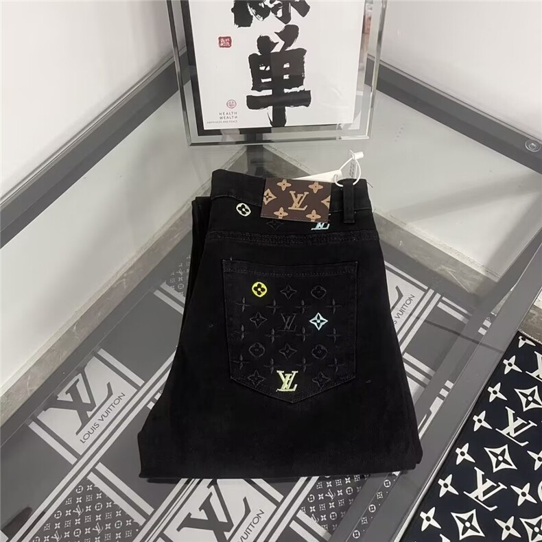 1506-1/KE121/P48高端黑色牛仔裤春秋新款弹力修身小脚裤男时尚裤图片