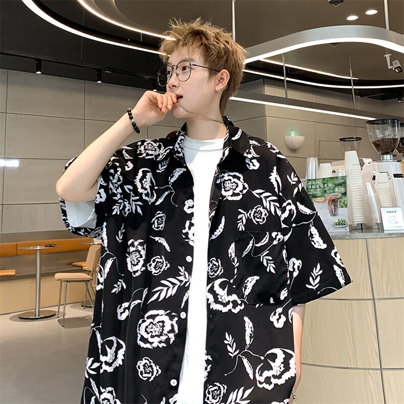 现货2026夏短袖中性男女夏季薄款潮流宽松沙滩清凉衬衫C221-TP30,男装衬衫,电商A170