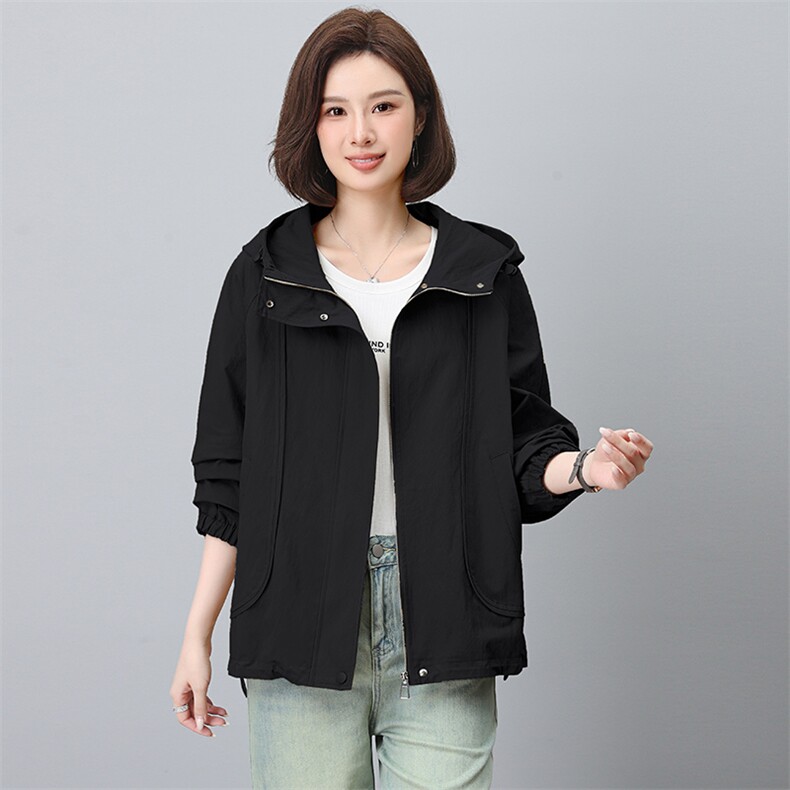 妈妈春秋季外套时尚休闲中年女上衣2025年新款派克服薄款短款风衣,女装风衣,江忆布依