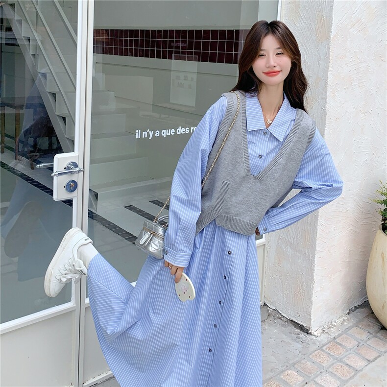 现货新款毛衣马甲连衣裙套装25076P155K238,女装套装/套裙,2D035