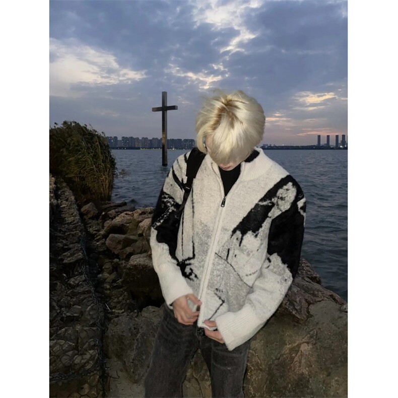 【有货】cleanfit撞色毛衣男高级痞帅开衫针织衫B06LL-特P68,男装针织衫/毛衣,星座1007（原301D）