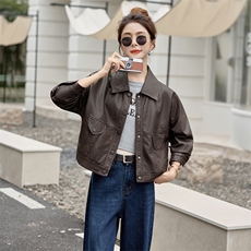 2025春秋新款韩版宽松休闲百搭皮衣外套女短款小个子机车服夹克潮，女装皮衣，江南女神