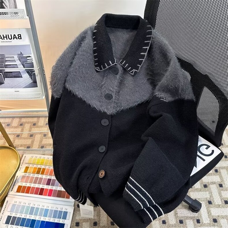 韩式撞色拼接开衫针织男款秋冬季潮流休闲毛衣M346/P68,男装针织衫/毛衣,星座506B