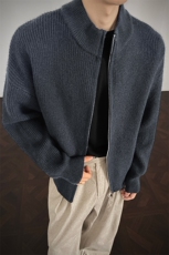 高品质重磅620g双拉链立领宽松舒适针织毛衣外套MY121-特P48控88，男装针织衫/毛衣，电商A001