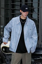 2026港风流光纹褶皱撞色面料大码M-5XL夹克男外套JK77866P75控118，男装夹克，星座227-7