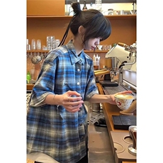 【有货】DHJ85-批35格子短袖衬衫男夏季半袖衬衣港风高级感痞帅，男装T恤，星座603-2
