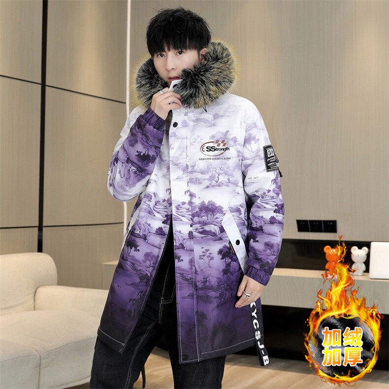 男士连帽外套冬季加绒加厚夹克加厚撞色大毛领棉衣男MY1718-P98,男装夹克,星座310B-3