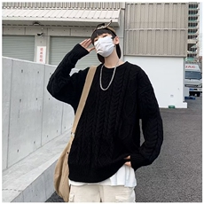 825-P53日系麻花毛衣男生冬季痞帅高级感宽松慵懒风，男装针织衫/毛衣，电商B323A