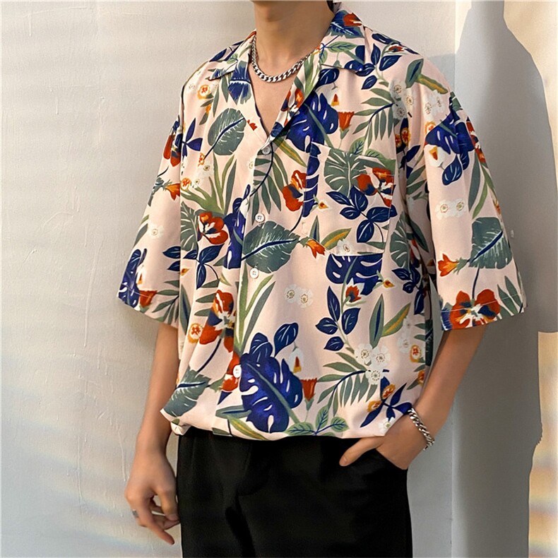 夏季五分袖潮牌宽松垂感面料男式痞帅衬衫男百搭防晒服外套夹克,男装衬衫,星座301D-5(原星座1415）