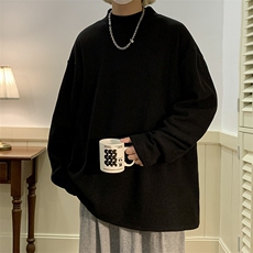 HD1438-TP2848半高领加绒打底衫男仿德绒内搭加厚ins卫衣，男装T恤，电商A102