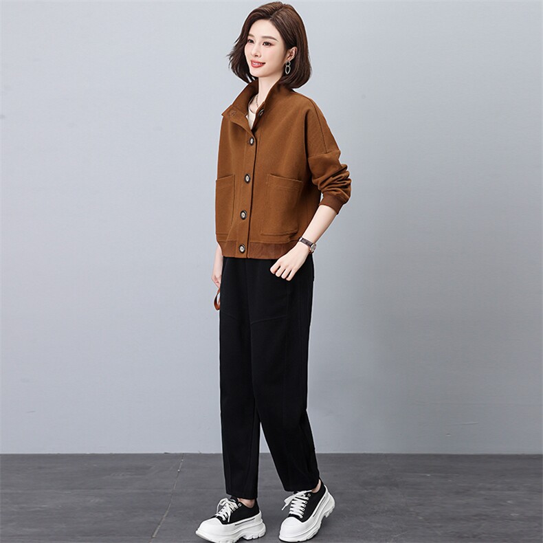 休闲时尚套装女春秋2024新款妈妈高端秋装洋气开衫卫衣两件套,女装套装/套裙,独衣靓