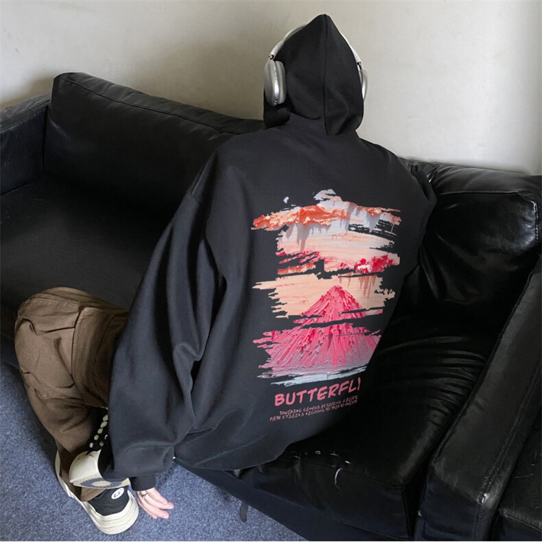 抖音品质秋季新款港风潮流彩色印花宽松卫衣JK23445特批35-控58,男装卫衣,星座605(原A050)