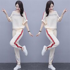 休闲冰丝运动套装夏装2025新款时髦洋气显瘦减龄两件套夏季女装潮，女装套装/套裙，芷墨服饰