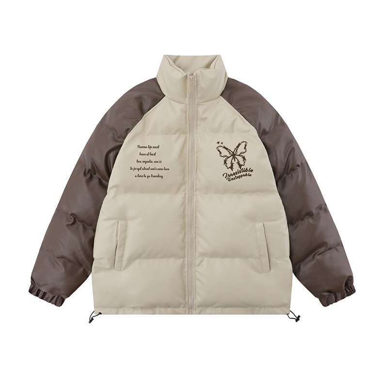 白底 23新款冬季时尚百搭立领PU皮棉服外套MY65203P125控168图片