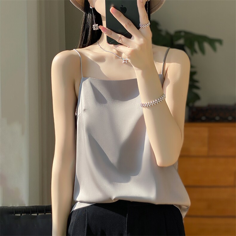 优雅气质吊带背心女夏季新款纯色内搭上衣时尚百搭小衫,女装背心吊带,绒宛羊绒