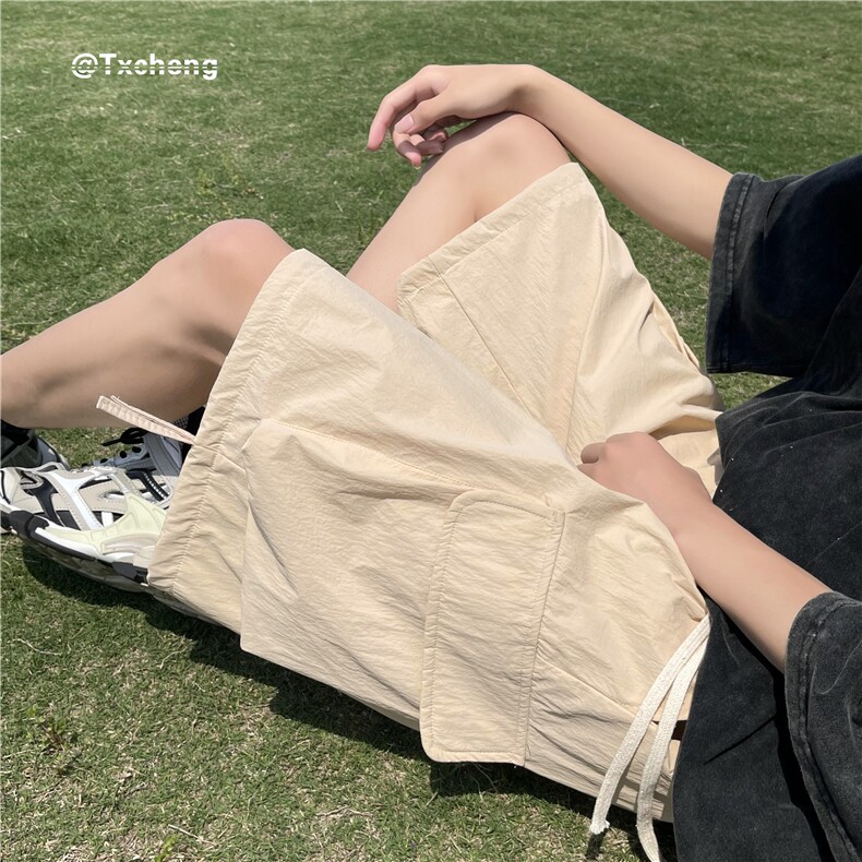 抖音品质休闲宽松五分裤工装风系带短裤B315-K23311-p45控58,男装休闲裤,电商B315