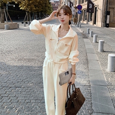 白色休闲运动套装两件套女春秋2024新款高级感甜辣两件套酷盐系，女装套装/套裙，曼娅璐