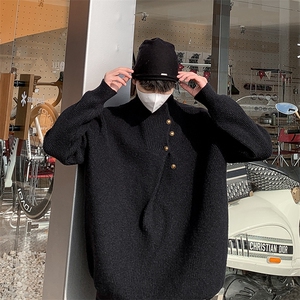 B438P60户外休闲男秋高街潮牌复古翻领打底衫小众宽松休闲图片