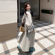 气质高级感长款立领风衣外套女春秋2025超火好看独特漂亮英伦大衣，女装风衣，2C372
