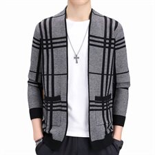 秋季好款毛线衣青年修身休闲潮纯色针织衫男条纹开衫外套，男装针织衫/毛衣，星座301D(原星座1004-8）