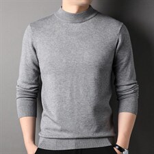 中年男秋衣2023新款纯色圆领套头秋季薄款商务针织款长袖打底衫，男装针织衫/毛衣，电商B212（原钱塘6029）