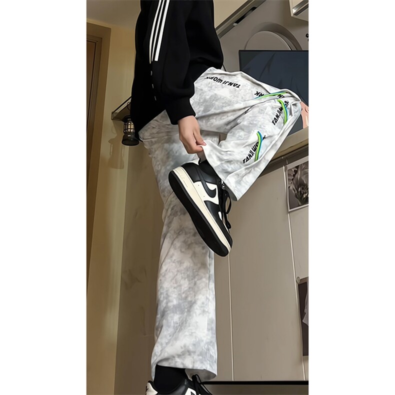 压痕扎染脏脏裤休闲长裤直筒特批P45控78,男装休闲裤,电商D205