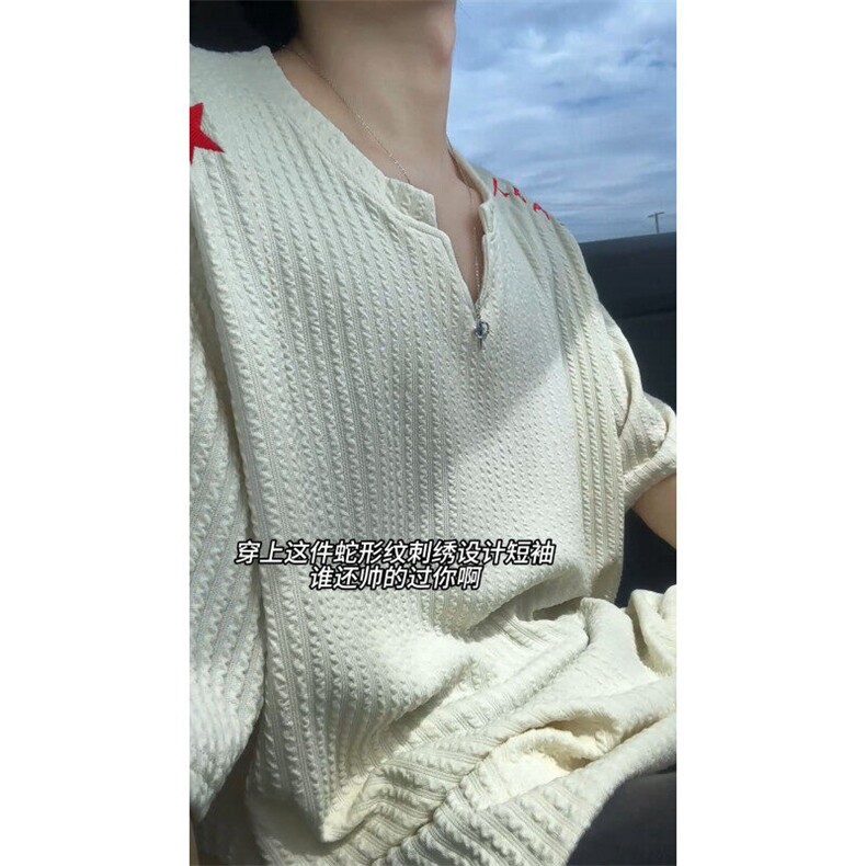XZ809A/FFF03/特P24/控48美式V领坎肩万针绣花T恤,男装T恤,星座809A(原222-1)