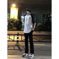 B221美式ins高街暗黑拉链小脚弹力破洞牛仔裤LK23060-P65控88，男装牛仔裤，电商B221