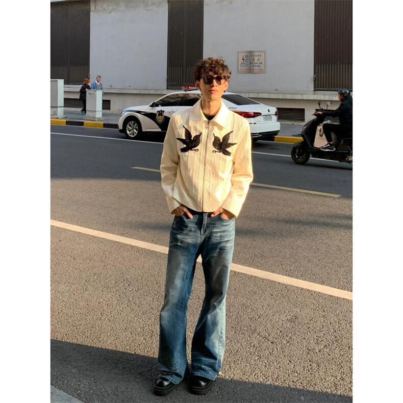 【有货】玄鸟刺绣提花外套男高级感痞帅春秋短款夹克A221CC-特P55,男装夹克,星座1007（原301D）