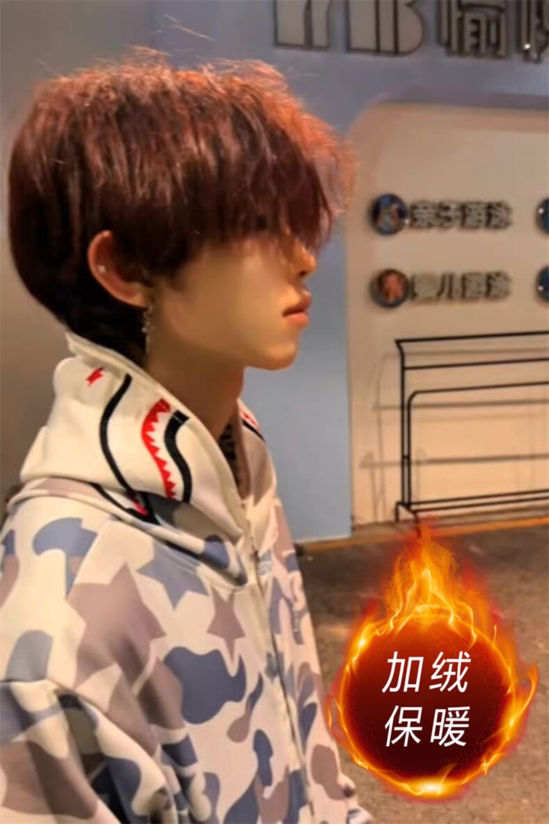 美式高鲨鱼拉链刺绣卫衣男女同款情侣春秋薄款hiphop原创连,男装卫衣,星座505-2（原电商A260-1)