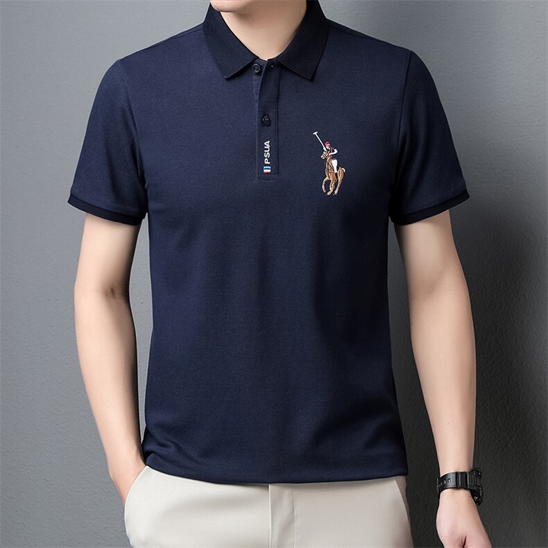 短袖POLO衫男2024夏季新款翻领印花半袖高端T恤轻商务上衣服P55图片