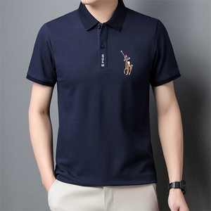 短袖POLO衫男2024夏季新款翻领印花半袖高端T恤轻商务上衣服P55图片