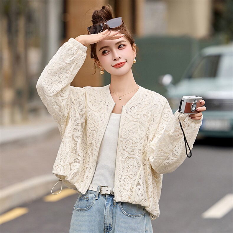 棒球服外套女2025开春新款小个子超好看洋气休闲减龄短款蕾丝夹克,女装防晒衣,依多米