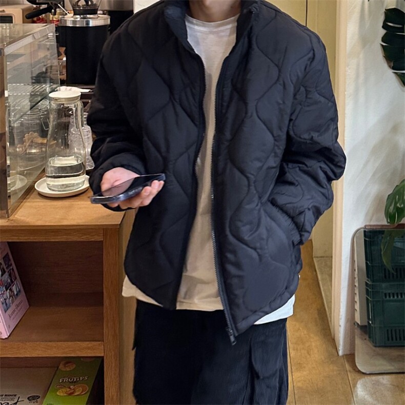 816B-WT055-P110 韩简约菱形格轻便棉服棉衣图片